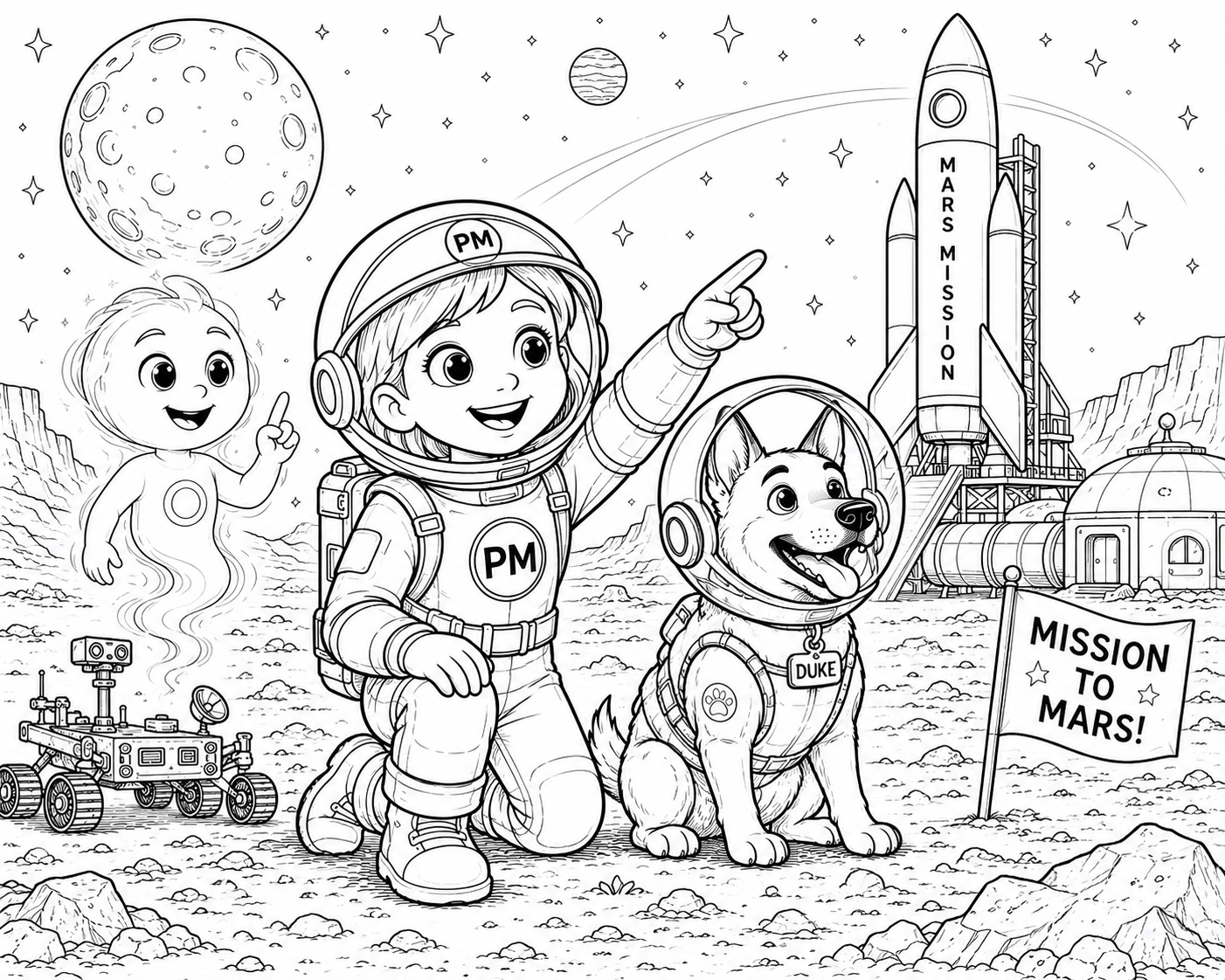 Penny Duke and Atlas Mission to Mars coloring page